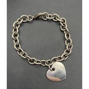 Edforce Stainless Steel Heart Charm Chain Link Bracelet